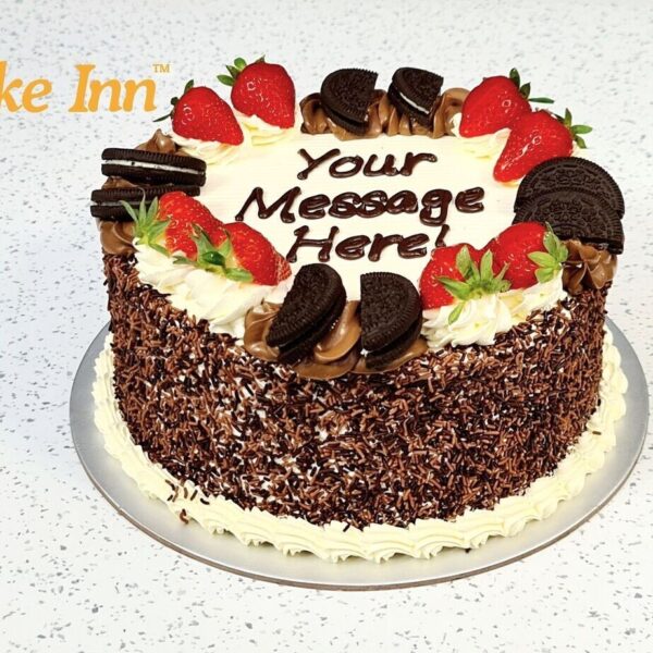 Oreo & Strawberry Toppings With Chocolate Sprinkles On Side Birthday Cake R10