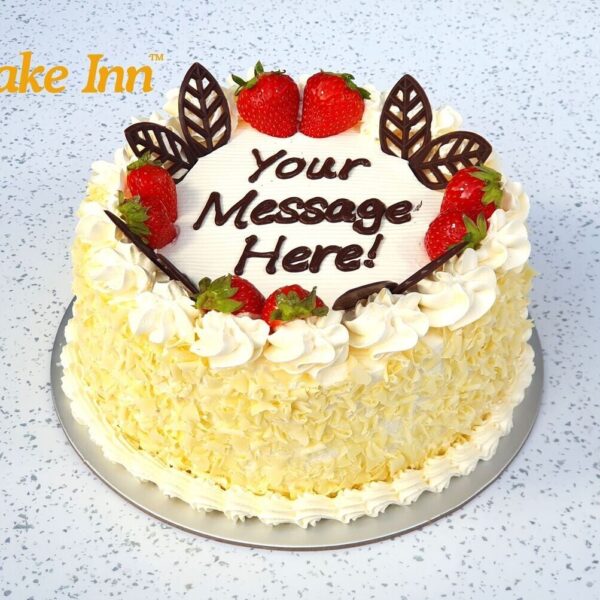Strawberry With White Curls On Side Birthday Cake R105